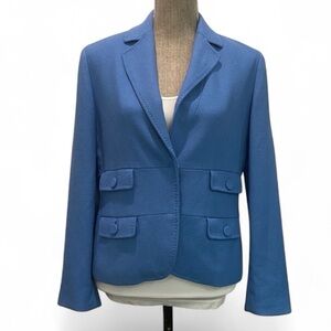 Talbots Wool Blue Blazer Size 8 NWOT Classic Textured Lady-Like